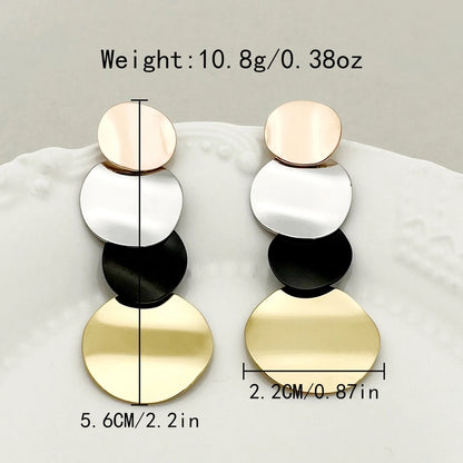 Mélanger les boucles d'oreilles rond à creux [304 en acier inoxydable, plaqué or 14K]