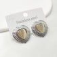 Silver Heart Stone Earrings [304 Stainless Steel]