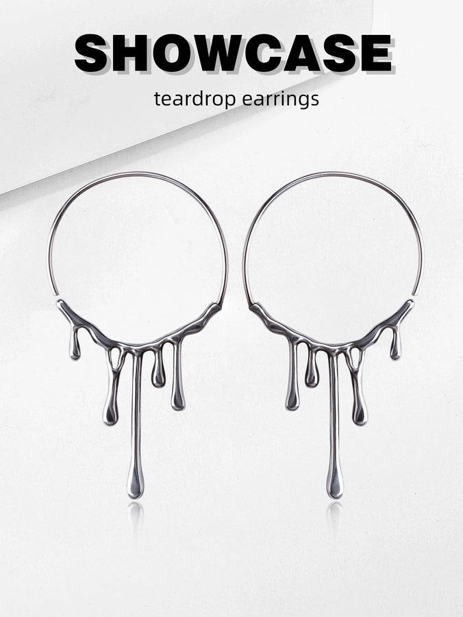 Water Droplets Hoop Earrings [304 Stainless Steel]