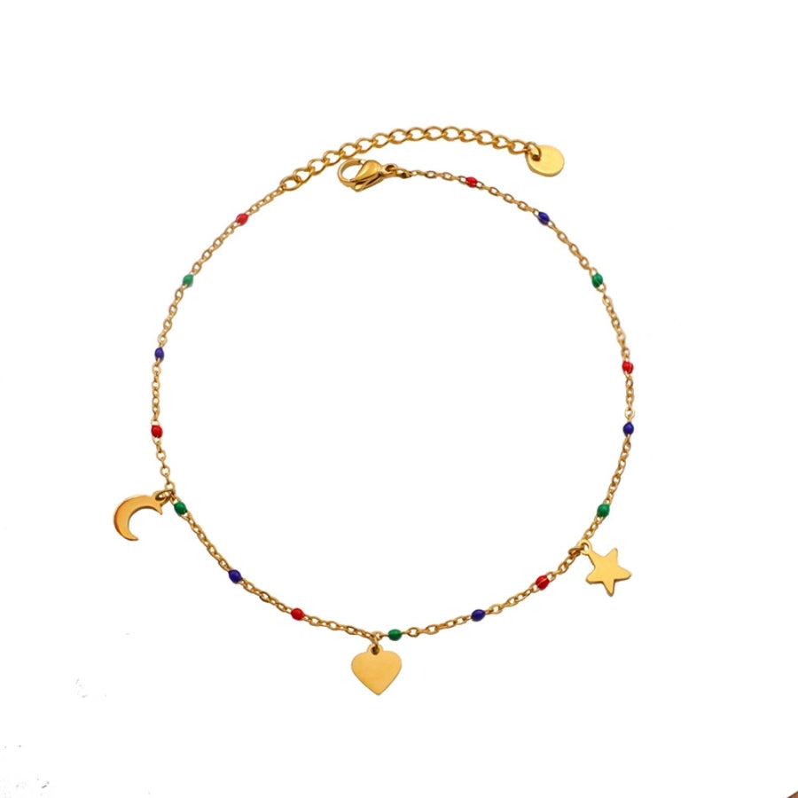 Star Moon Heart Shape Anklet [304 acero inoxidable]