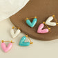 Heart Shape Polishing Enamel Earrings [304 Stainless Steel,18K Gold Plated]