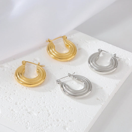 Geometric Hoop Earrings [316 Stainless Steel,18K Gold Plated]