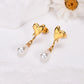 Water Droplets Heart Shape Earrings [304 Stainless Steel,18K Gold Plated]