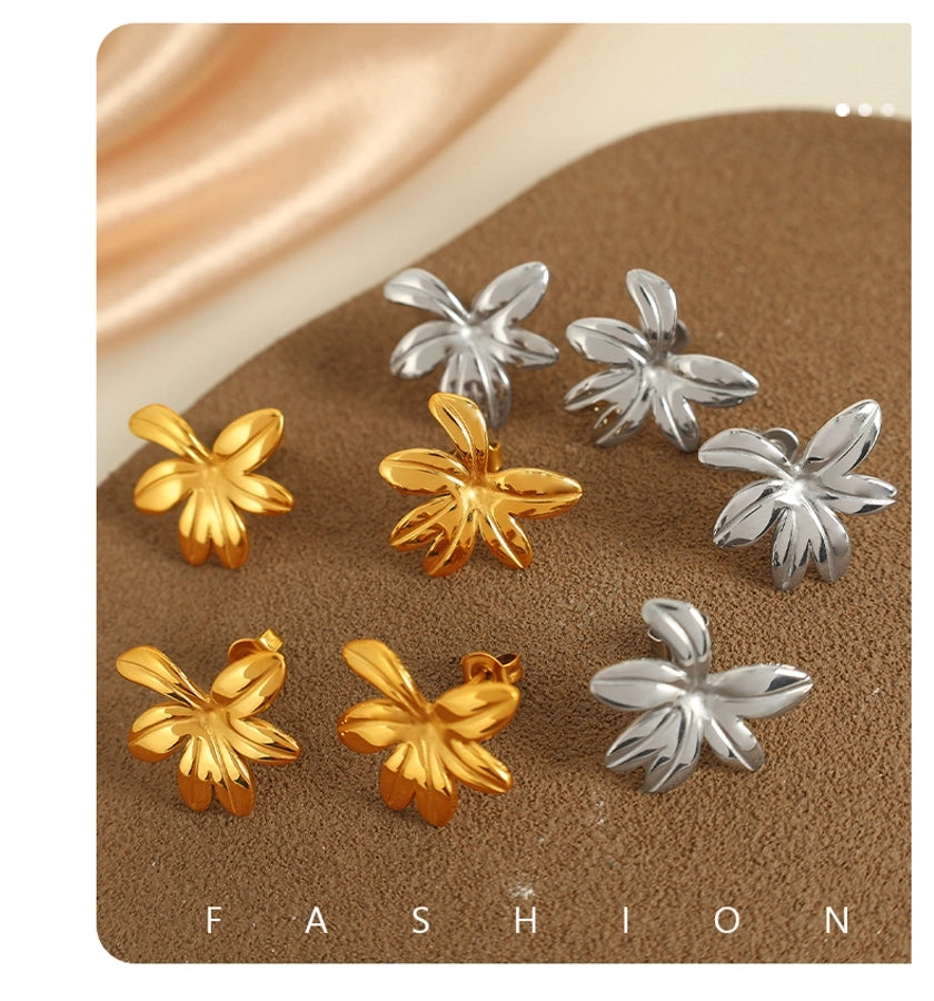 Flower Earrings [304 Stainless Steel,18K Gold Plated]