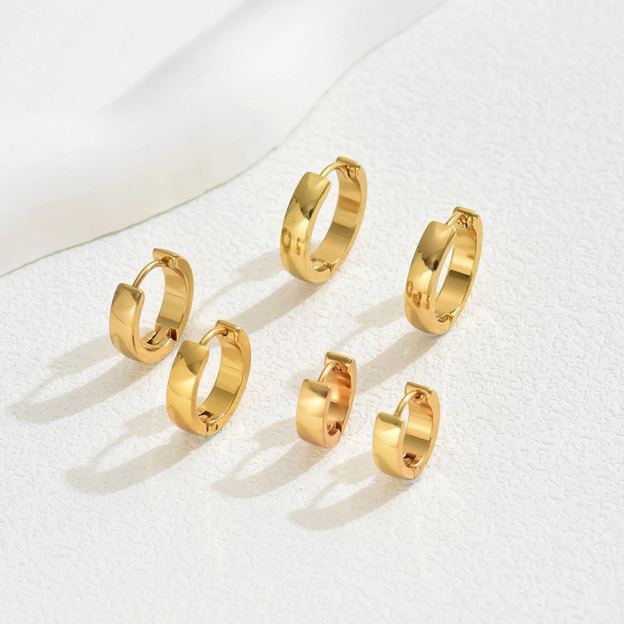 Three Pairs Hoop Earrings Set [201 Stainless Steel, 18K Gold Plated]