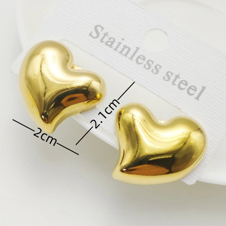 Heart Shape Earrings [304 Stainless Steel,18K Gold Plated]