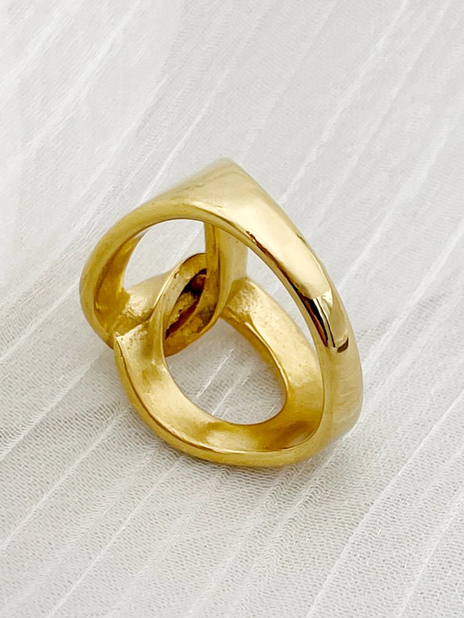 Bundet ring [304 rustfrit stål 14k guldbelagt]