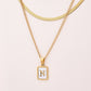 Letter RectanglePendant Necklace[304 Stainless Steel, 18K Gold Plated]