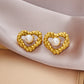 Sweet Heart Shape Pearl Twist Earrings [304 Stainless Steel,18K Gold Plated]