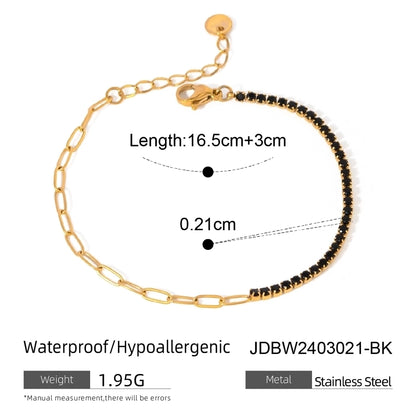 Zircon Link Chain Bracelet [304 Stainless Steel]