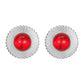 Red Gem Round Earrings [304 Stainless Steel,18K Gold Plated]