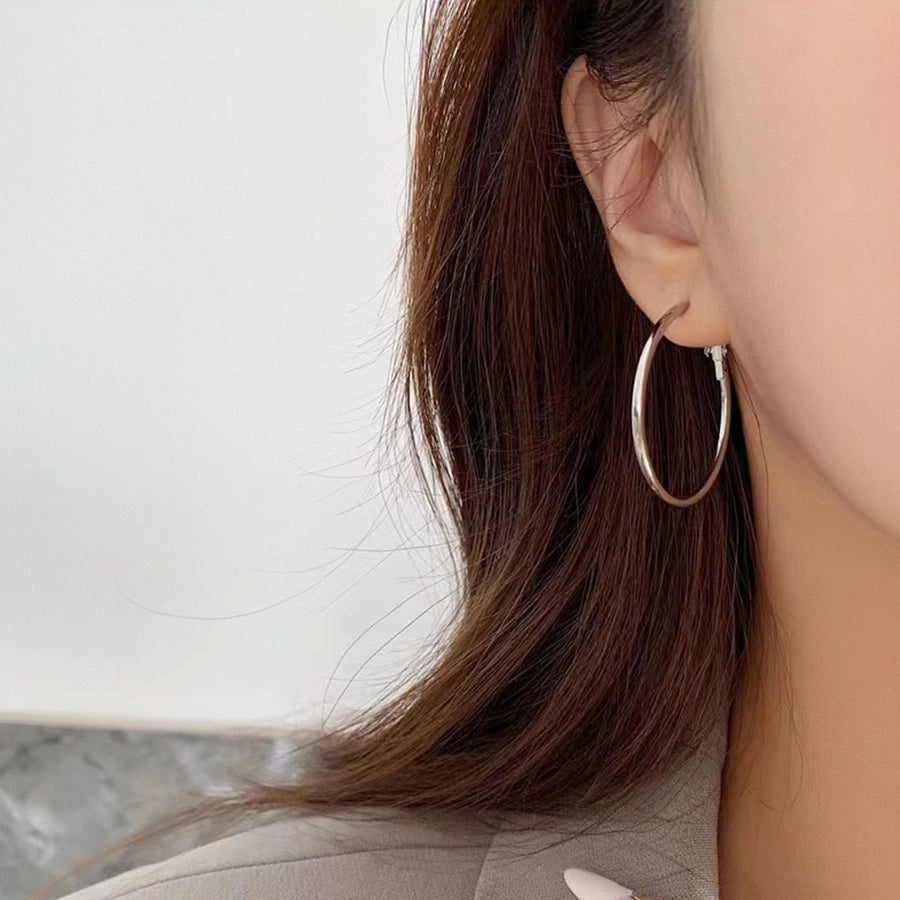 Classic Style Round Hoop Earrings [304 Stainless Steel,18K Gold Plated]