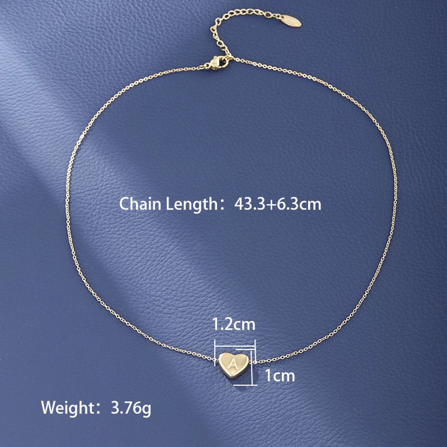 Collier de forme de coeur LETTER [304 en acier inoxydable, 18 km plaqués à l'or]