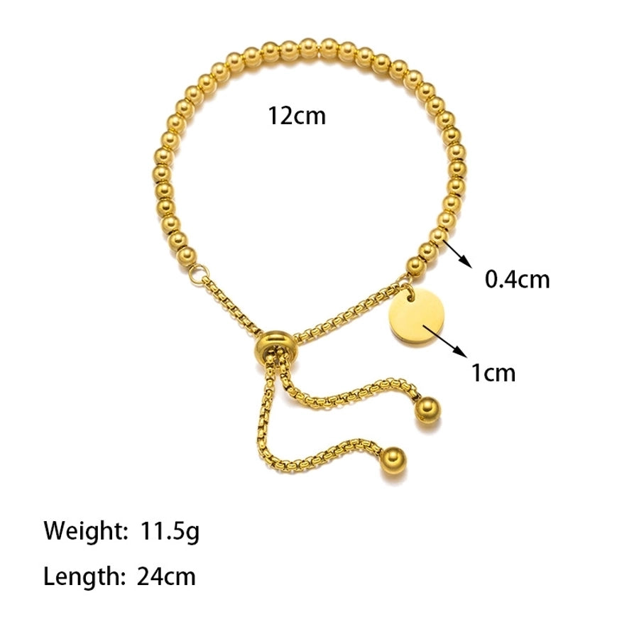 Pulsera de cuentas redondas [304 acero inoxidable, 18K de oro chapado]