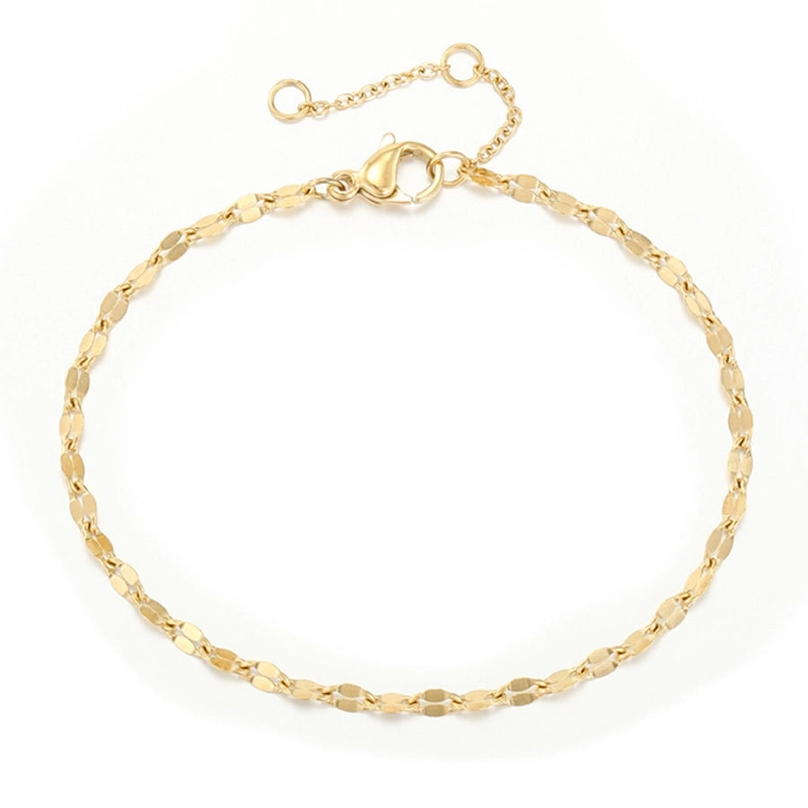 Filled Flat Cable Chain Bracelet [Stainless Steel, 14K Gold Plated]