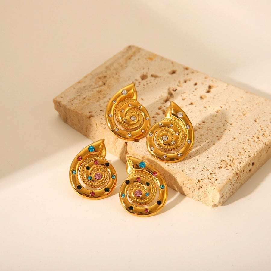 Boucles d'oreilles en coquille de conque [304 en acier inoxydable, 18 carats en or]