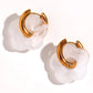 Acrylic Flower Hoop Drop Earrings [304 Stainless Steel,18K Gold Plated]