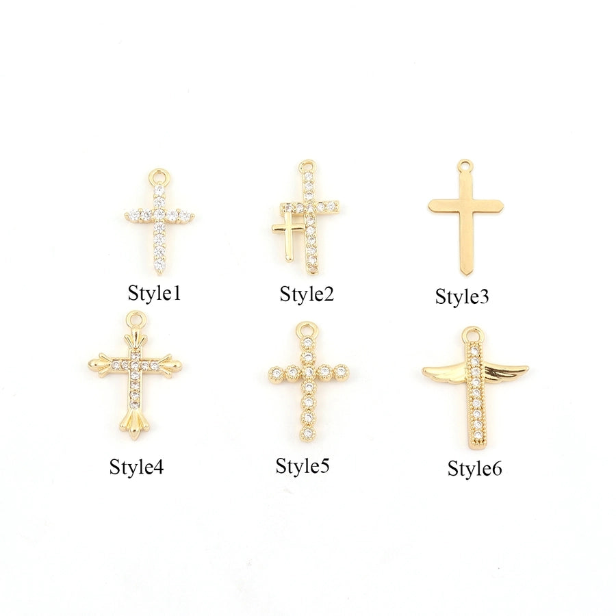 Cross Zircon Pendant Necklace [201,304 Stainless Steel,Copper]