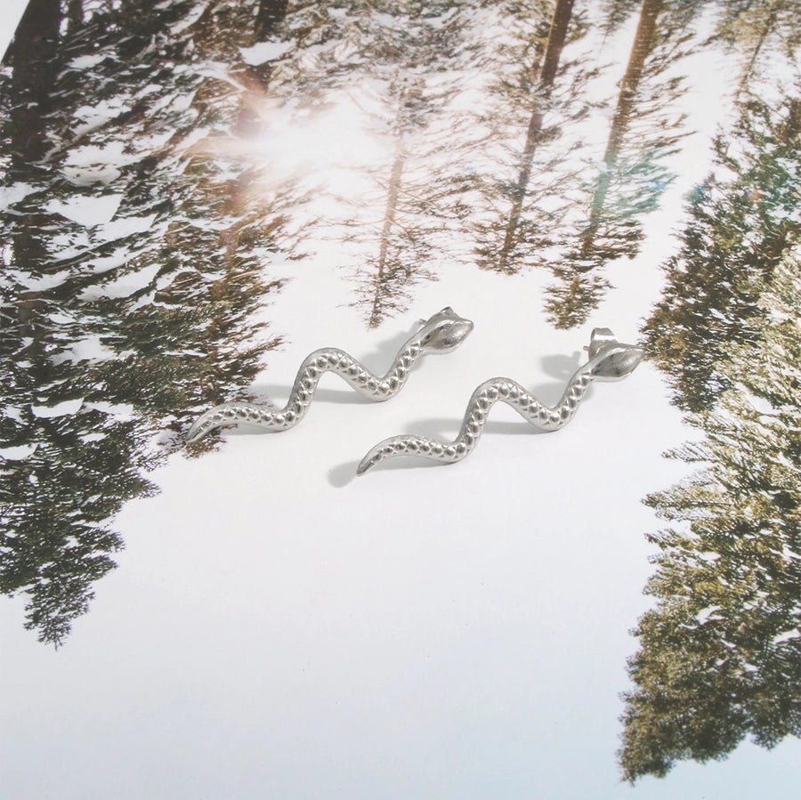 Boucles d'oreilles de chute de serpent [304 en acier inoxydable, 18 km plaqués à l'or]