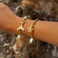 Vakantiestijl Starfish/Shell -armband [304 Roestvrij staal, 18K GOUD VOORGEPLATEERD]