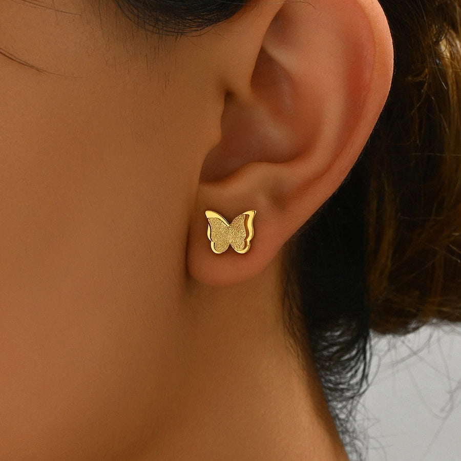 Juego de aretes de mariposa [acero inoxidable 201, 18k dorado chapado]