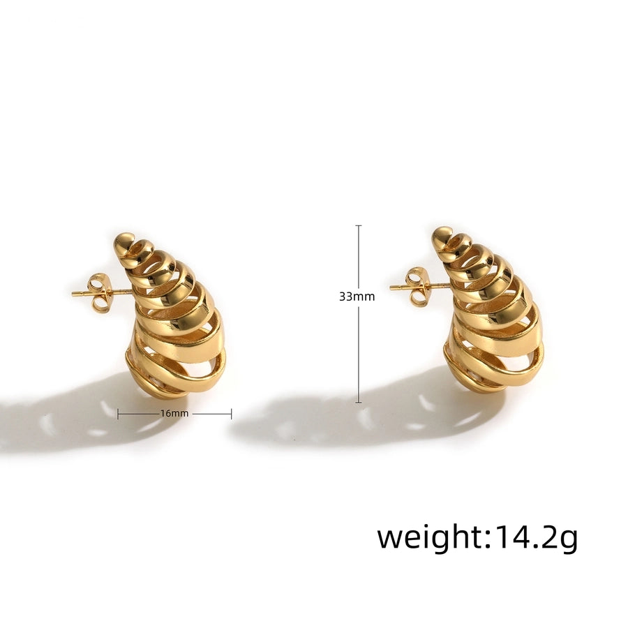 Water Droplets Earrings [304 Stainless Steel,18K Gold Plated]