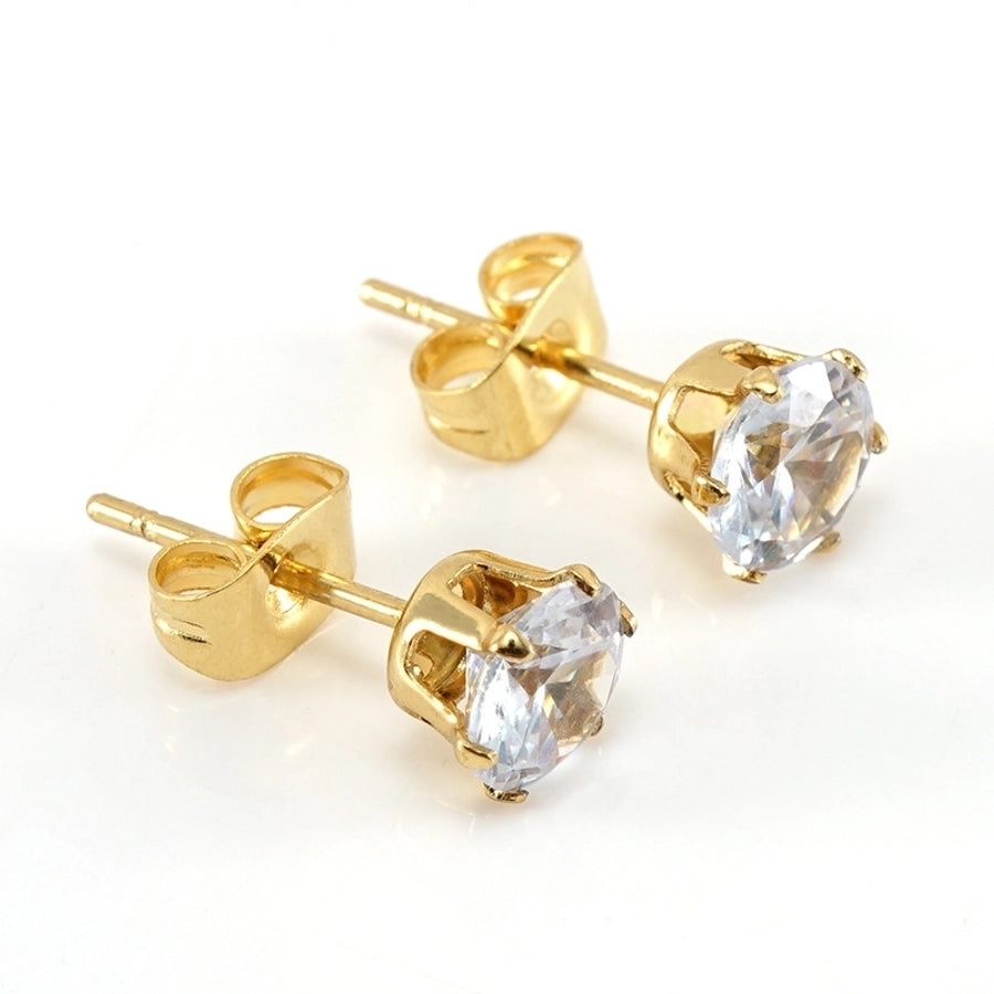 Round Artificial Pearls Zircon Earrings [304 Stainless Steel,18K Gold Plated]