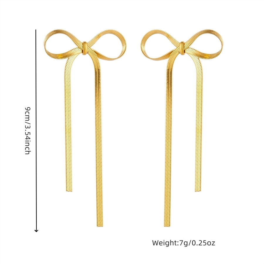 Bow Knot Drop Earrings [304 Stainless Steel 18K Gold Plated]