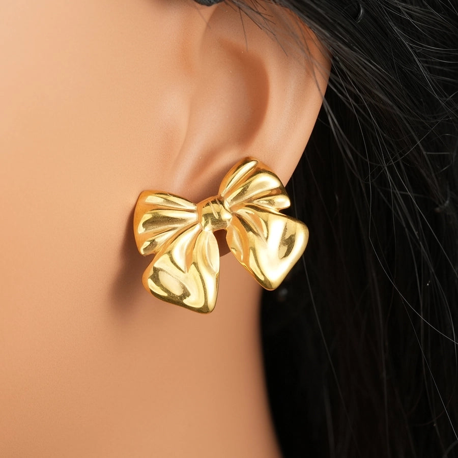 Mix Bow Knot Earrings [304 Stainless Steel 18K Gold Plated]