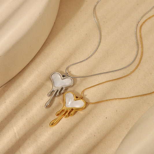 Collana del cuore gocciolante [304 in acciaio inossidabile, rame, oro 18K.