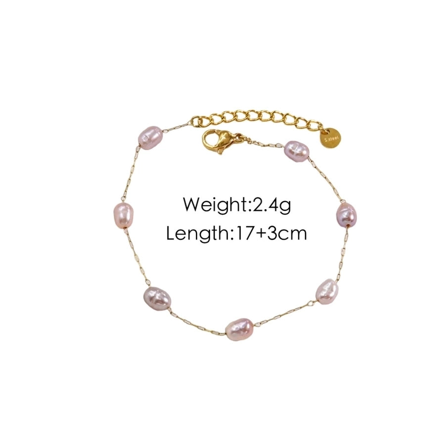 Freshwater Pearl Bracelet/Anklet/Necklace [304 Stainless ,14K Gold Plated]