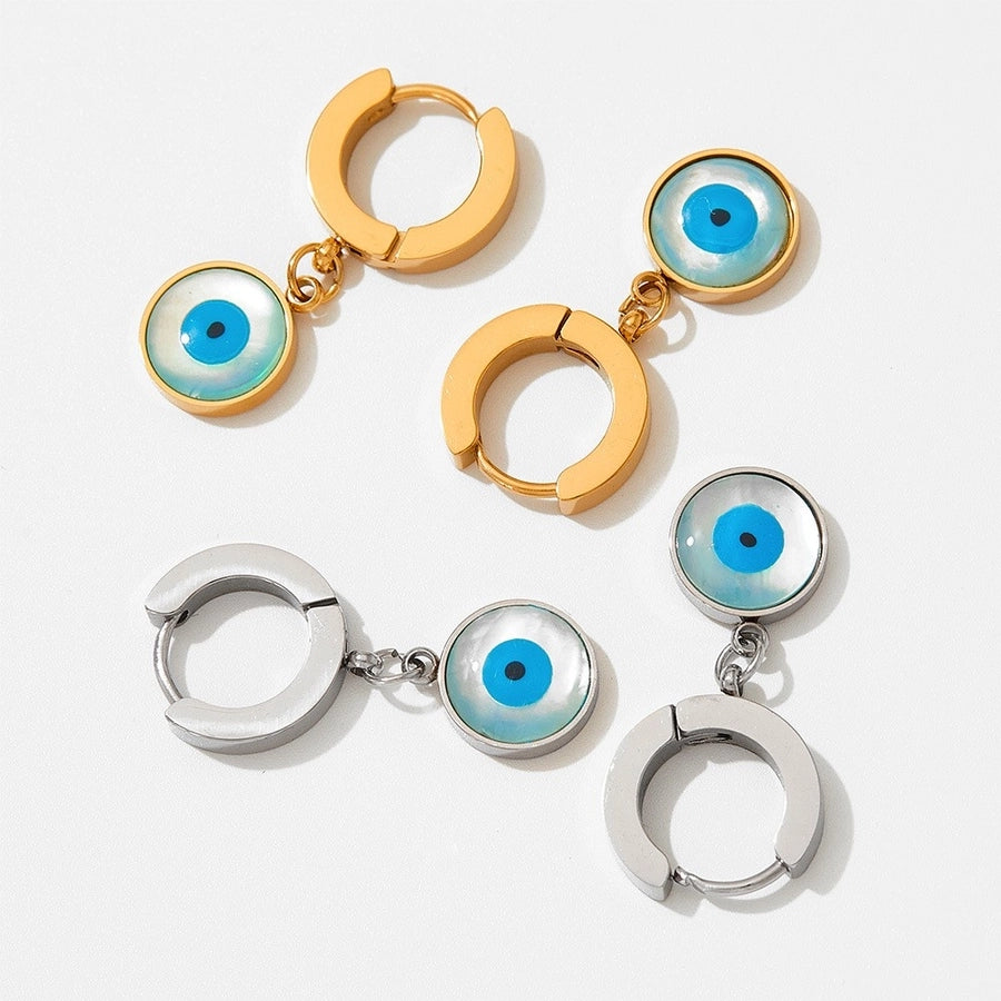 Blue Eye Drop Earrings [304 Stainless Steel,16K Gold Plated]