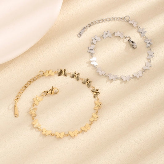 Butterfly  Bracelets [304 Stainless Steel,18K Gold Plated]