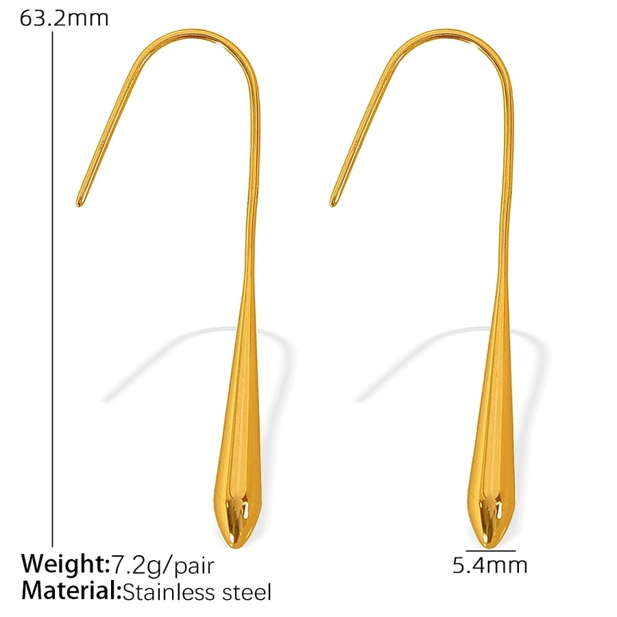 Water Droplets Gourd Hook Earrings [304 Stainless Steel,18K Gold Plated]