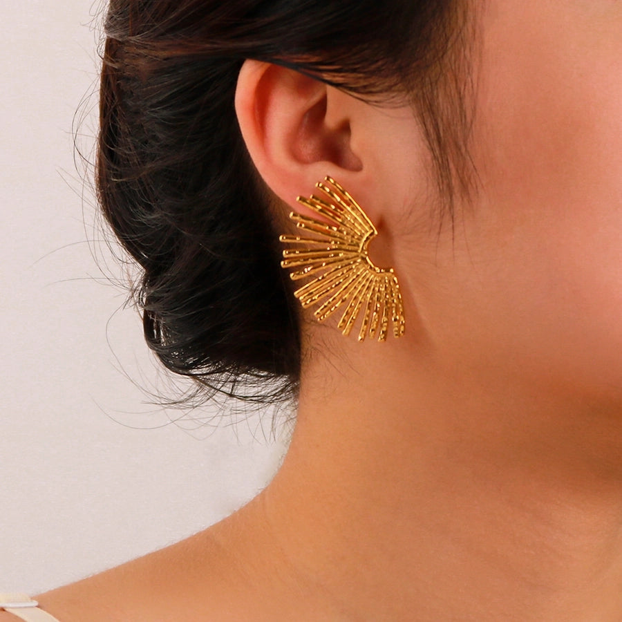 Geometric Wing Earrings [304 Stainless Steel,18K Gold Plated]