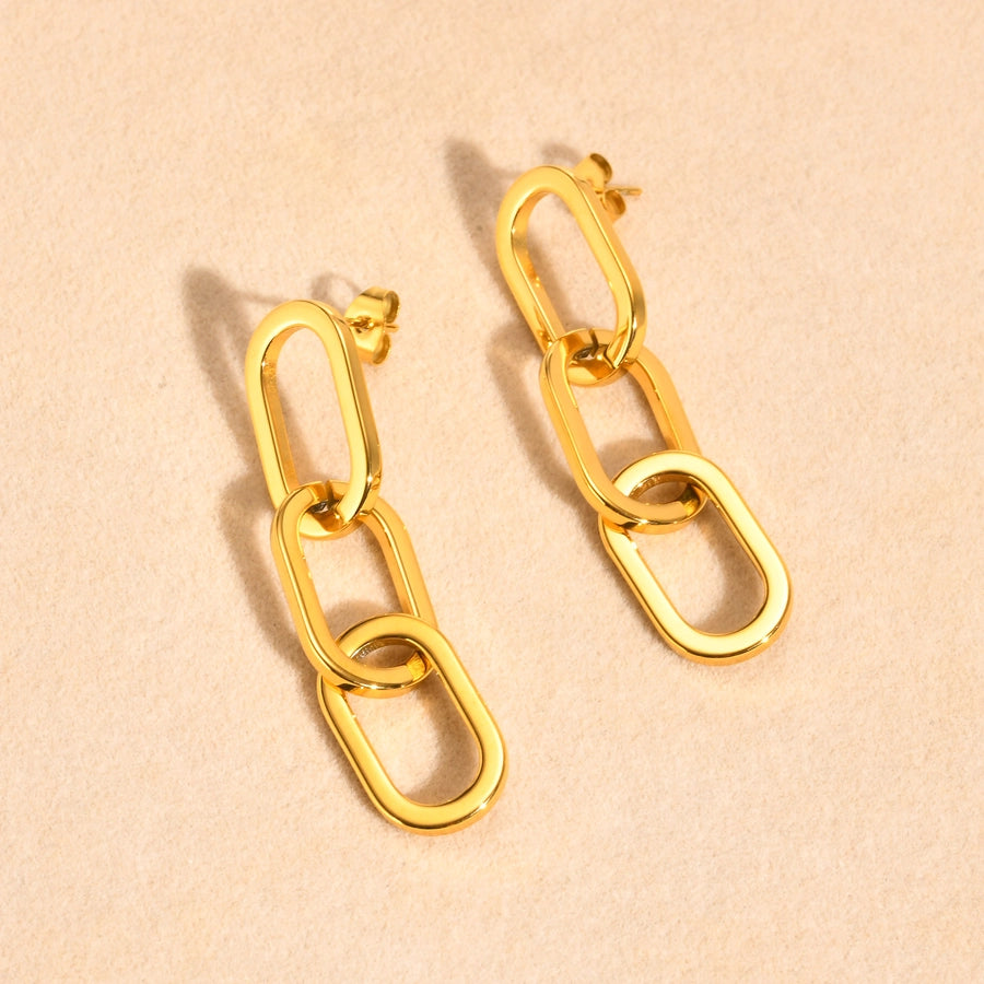 Asymmetrical Chain Earrings [201 Stainless Steel,18K Gold Plated]