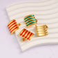 Retro Stripe Ear Studs [304,316 Stainless Steel,18K Gold Plated]