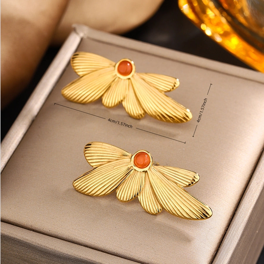 Wings Agate Turquoise Earrings [304 Stainless Steel,18K Gold Plated]