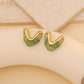 Geometric V-Shaped Earrings Temperament Resin Stainless Steel Studs