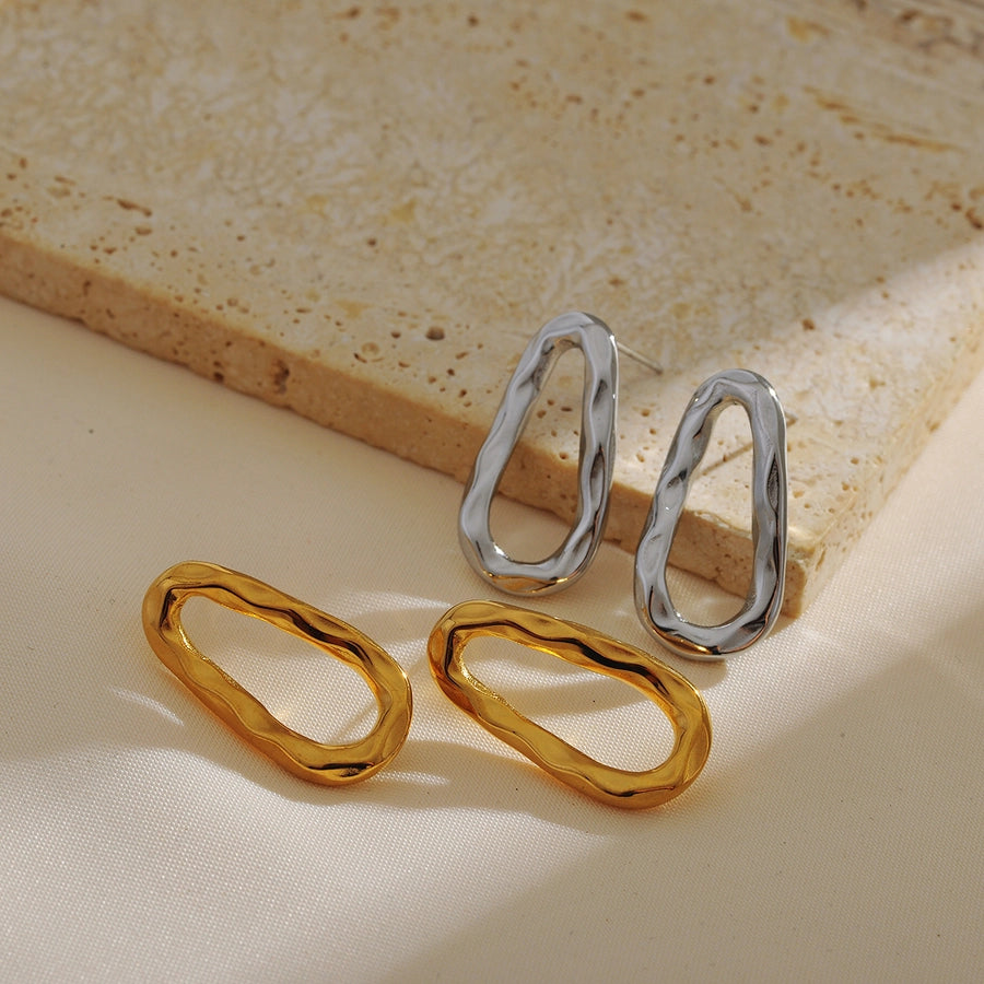 Pendientes de forma irregular [304 acero inoxidable, 18K de oro chapado]