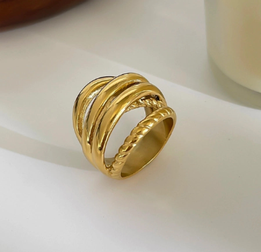 Color Block Ring [316L Stainless Steel, 18K Gold Plated]