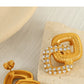 Geometric Round Square Artificial Pearls Rhinestones Earrings [304 Stainless Steel,18K Gold Plated]