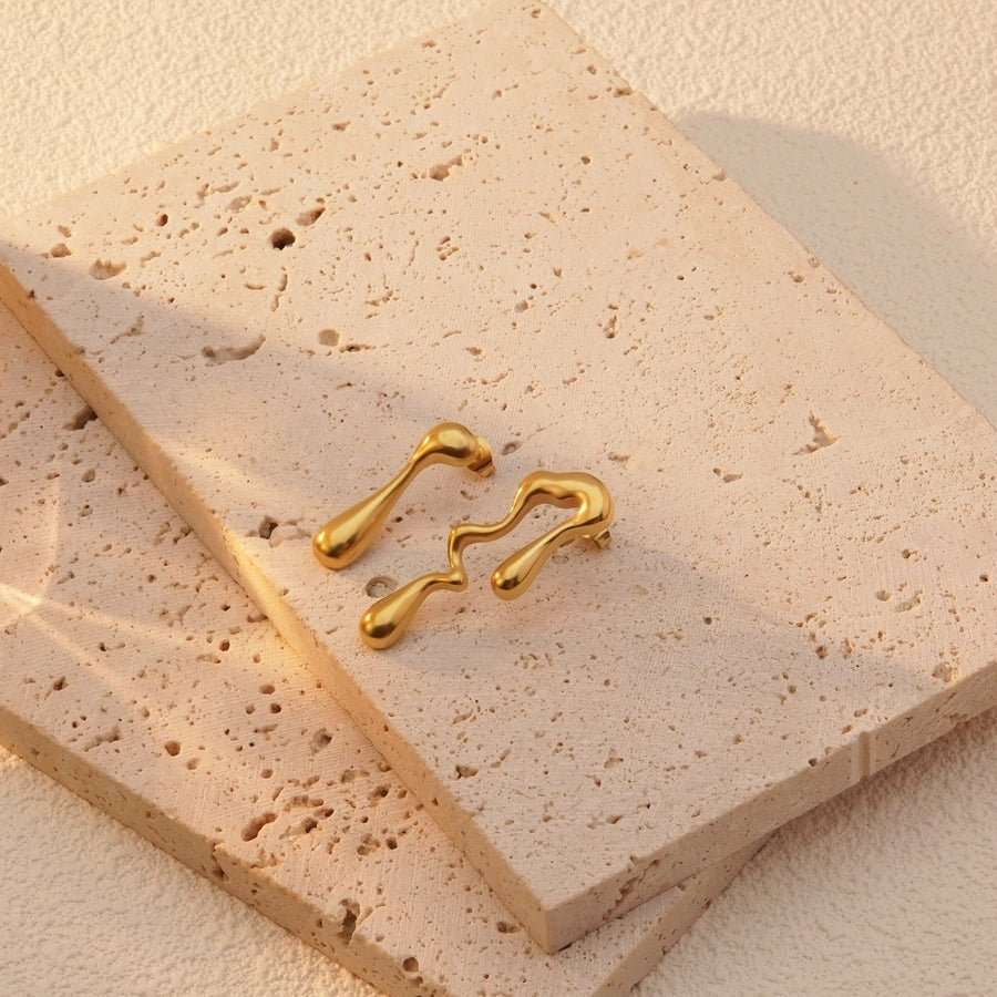 Melting Earrings [304 Stainless Steel,18K Gold Plated]