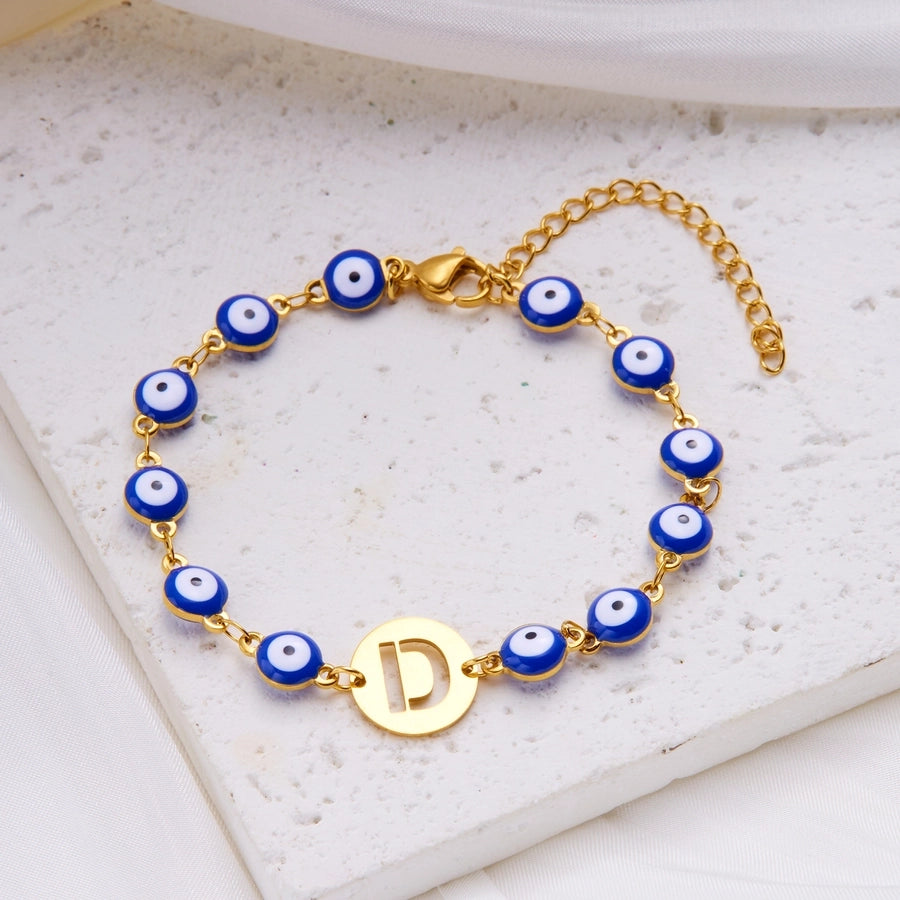 Letter Devil's Eye  Resin Bracelet [201 Stainless Steel]