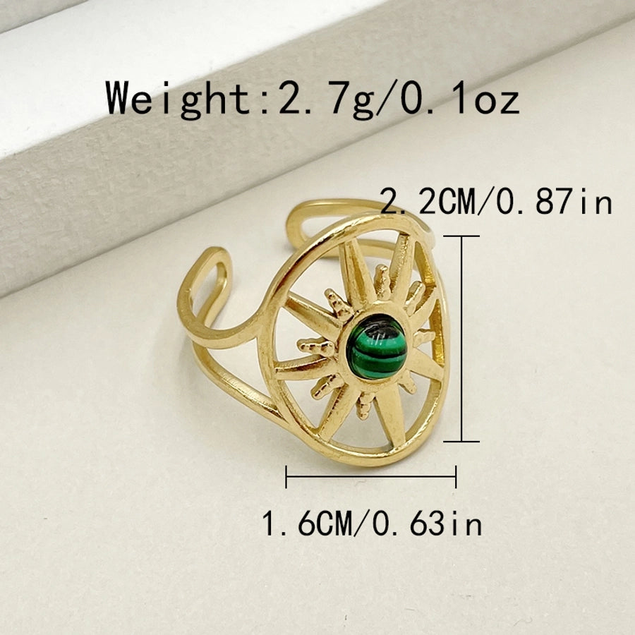 Vintage Style Enamel Ring [304 Stainless Steel 14K Gold Plated]