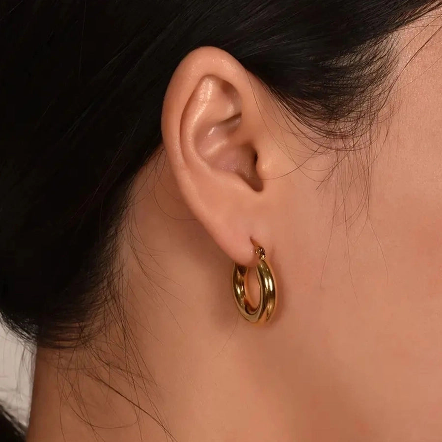 Round Hoop Earrings [304 Stainless Steel,18K Gold Plated]