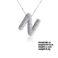 Three-dimensional Letter Zircon Pendant Necklace [304 Stainless Steel,Copper]