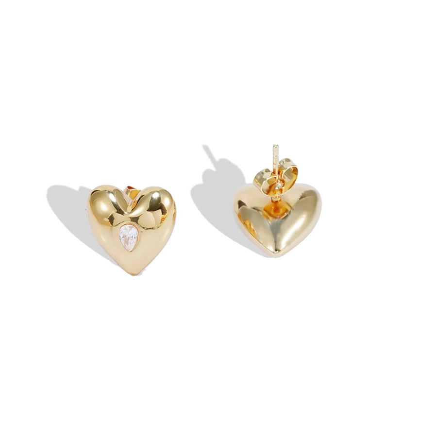 Heart Shape Rhinestones Earrings [304 Stainless Steel,18K Gold Plated]