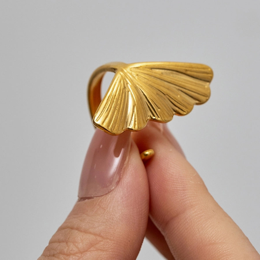 Anillo de hoja de ginkgo [304 acero inoxidable]