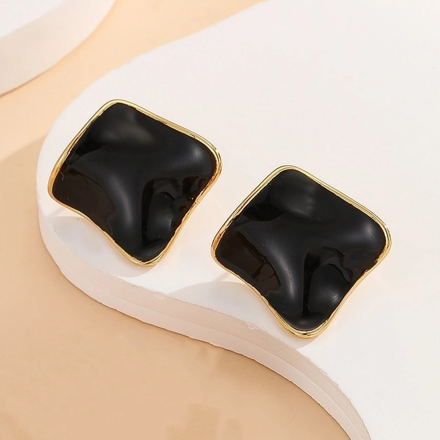 Irregular Enamel Earrings [304 Stainless Steel,18K Gold Plated]